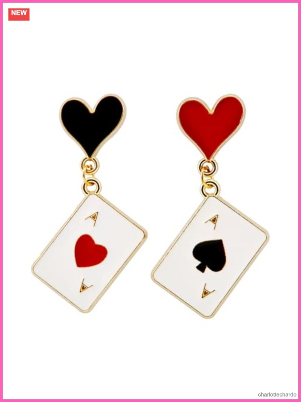Queen of Hearts Playing Card Earrings Alloy Steel Fantasy Jewelry